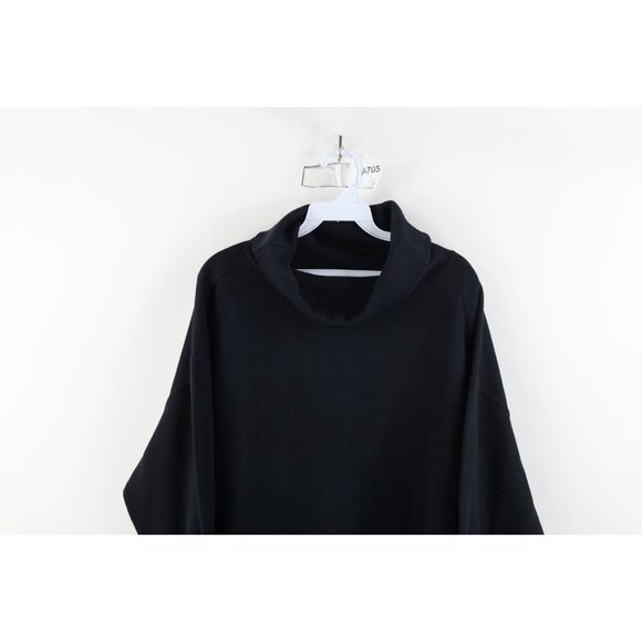 Vtg 90s Express Womens Medium Blank Baggy Thermal Ribbed Knit Turtleneck T-Shirt - Picture 2 of 11